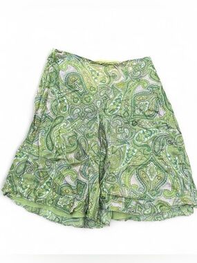 Y2K Green Paisley Silk Midi Skirt 🌿 Indie Sleaze Boho Fairycore Vintage 2000s